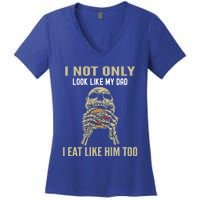 Look Like Dad Eat Like Dad Father Son Family Resemblance Gift Women's V-Neck T-Shirt