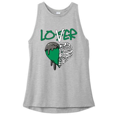 Loser Lover Dripping Heart Pine Green 3s Ladies PosiCharge Tri-Blend Wicking Tank