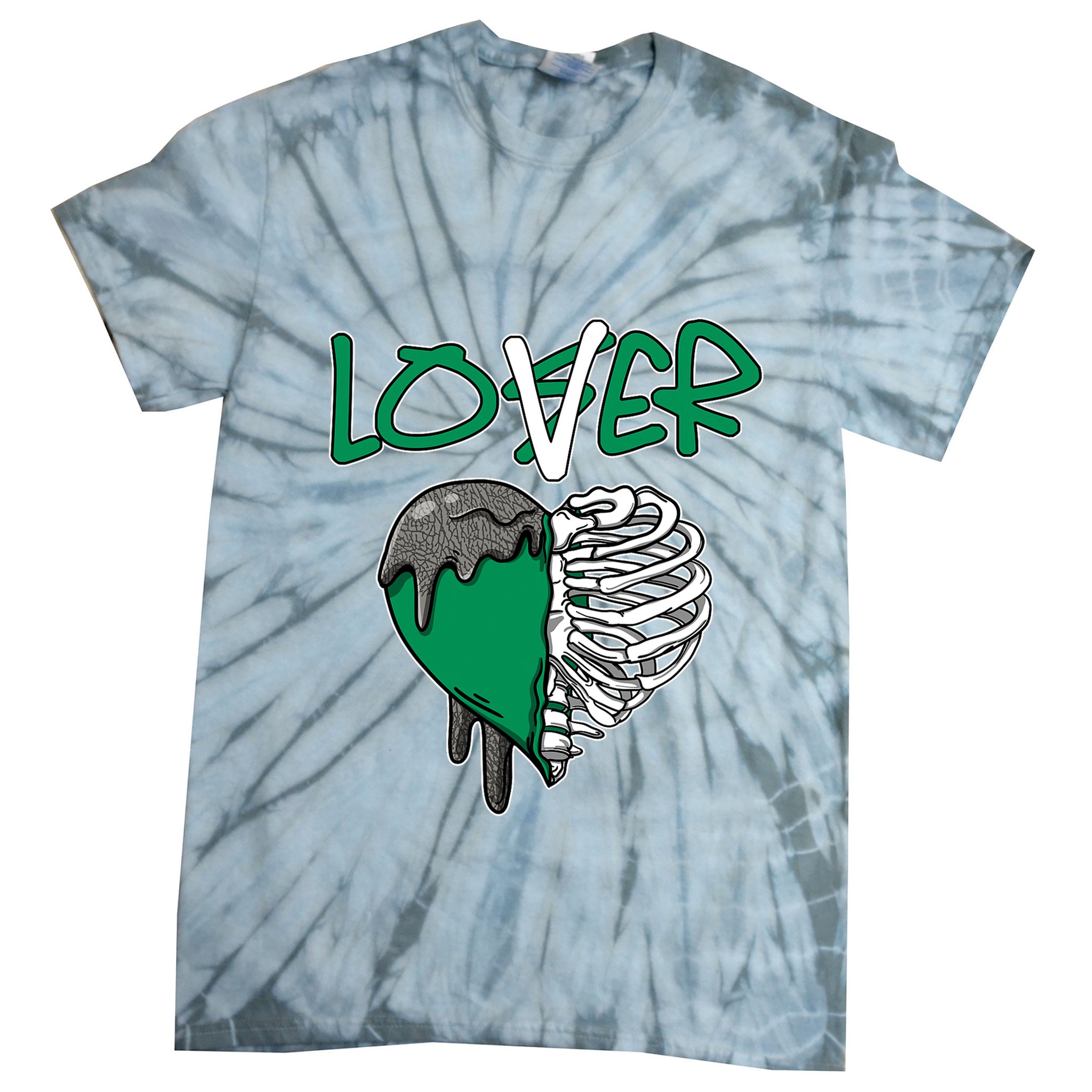 Loser Lover Dripping Heart Pine Green 3s Tie-Dye T-Shirt