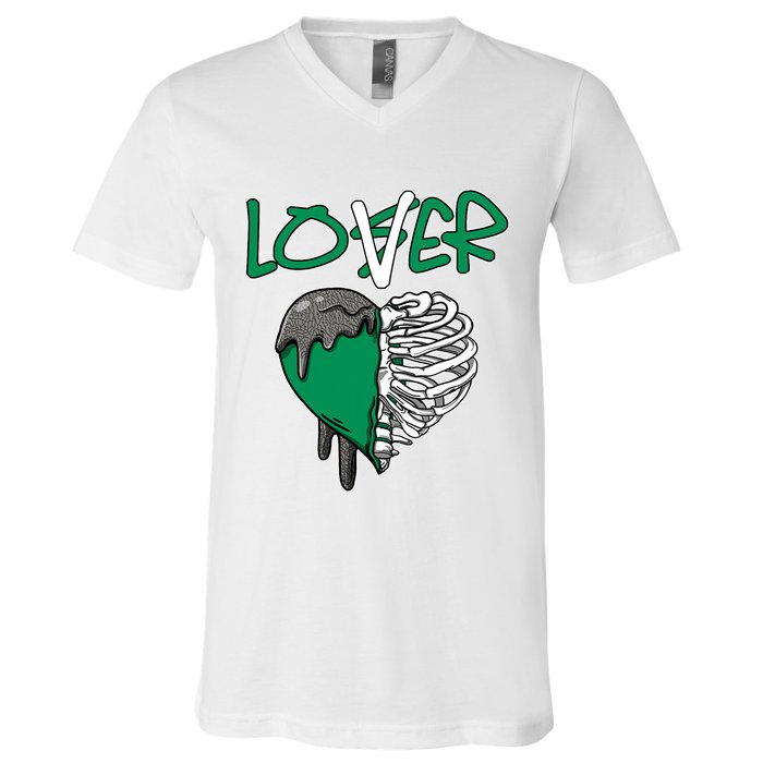 Loser Lover Dripping Heart Pine Green 3s V-Neck T-Shirt