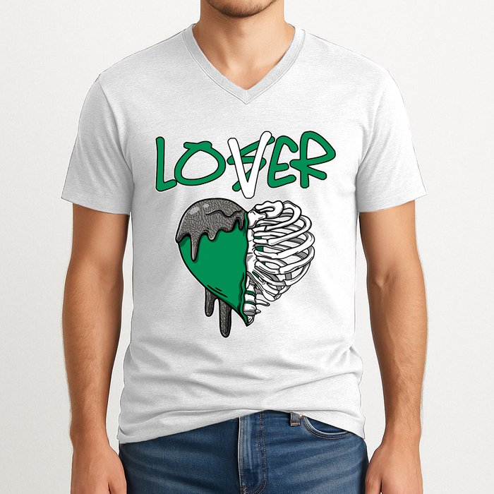 Loser Lover Dripping Heart Pine Green 3s V-Neck T-Shirt