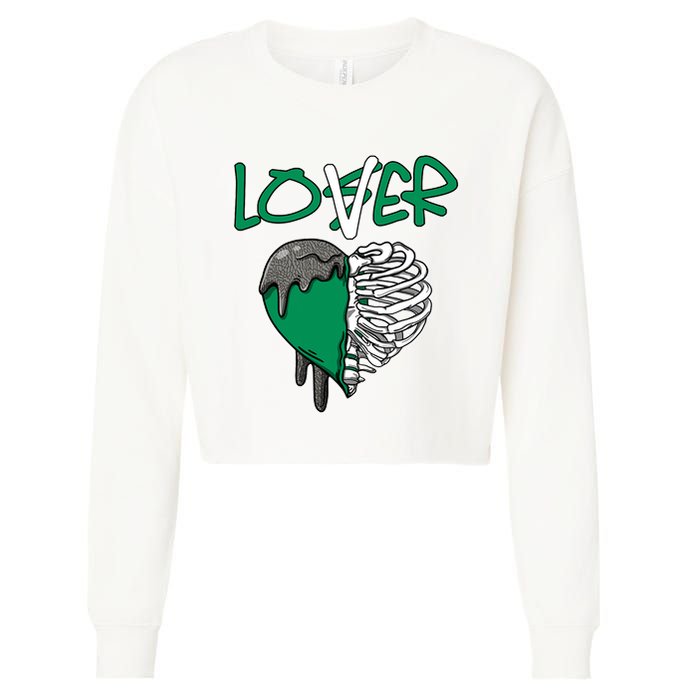 Loser Lover Dripping Heart Pine Green 3s Cropped Pullover Crew