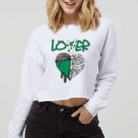 Loser Lover Dripping Heart Pine Green 3s Cropped Pullover Crew