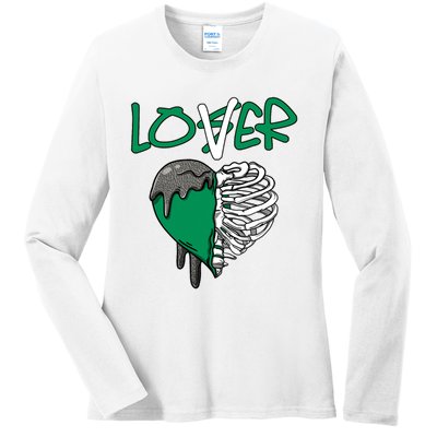 Loser Lover Dripping Heart Pine Green 3s Ladies Long Sleeve Shirt