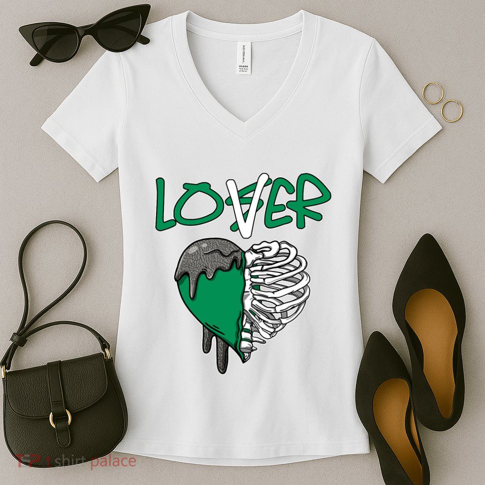 Loser Lover Dripping Heart Pine Green 3s Women's V-Neck T-Shirt