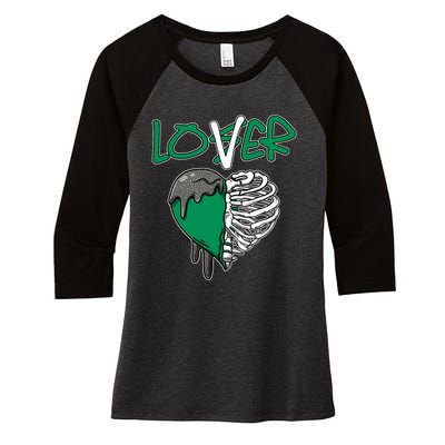 Loser Lover Dripping Heart Pine Green 3s Women's Tri-Blend 3/4-Sleeve Raglan Shirt