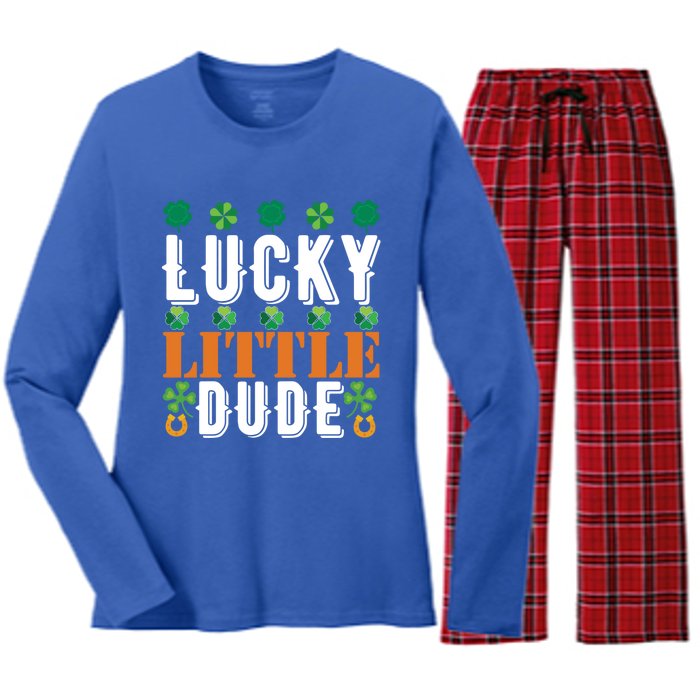 Lucky Little Dude Funny St Patrick' Day Gift Women's Long Sleeve Flannel Pajama Set 