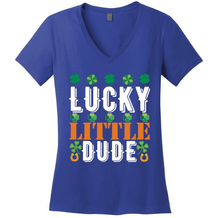 Lucky Little Dude Funny St Patrick' Day Gift Women's V-Neck T-Shirt