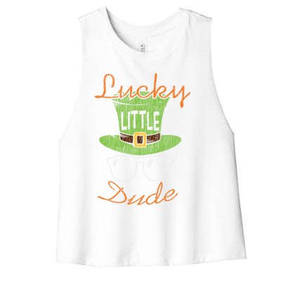 Lucky Little Dude St Patrick's Day Matching Gift Funny Gift Women's Racerback Cropped Tank