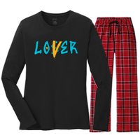 Loser Lover Drip Retro Blue Yellow Tee For Men Women Women's Long Sleeve Flannel Pajama Set 