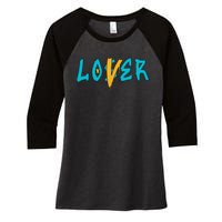 Loser Lover Drip Retro Blue Yellow Tee For Men Women Women's Tri-Blend 3/4-Sleeve Raglan Shirt