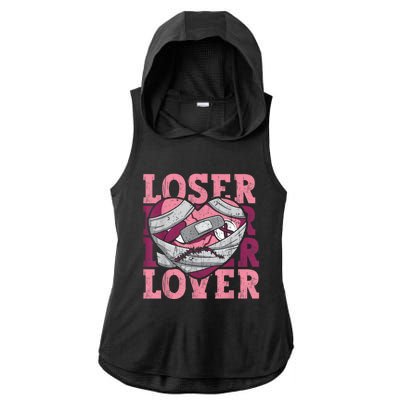 Lover Loser Dripping Heart Heartbreak Design Valentines Ladies PosiCharge Tri-Blend Wicking Draft Hoodie Tank