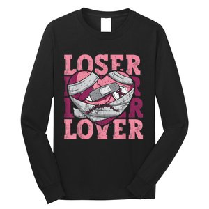 Lover Loser Dripping Heart Heartbreak Design Valentines Long Sleeve Shirt