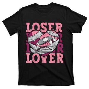 Lover Loser Dripping Heart Heartbreak Design Valentines T-Shirt