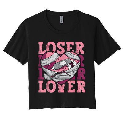 Lover Loser Dripping Heart Heartbreak Design Valentines Women's Crop Top Tee