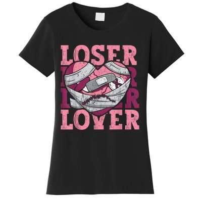 Lover Loser Dripping Heart Heartbreak Design Valentines Women's T-Shirt