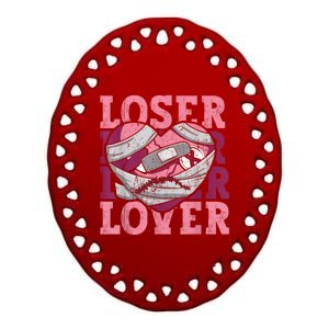 Lover Loser Dripping Heart Heartbreak Design Valentines Ceramic Oval Ornament