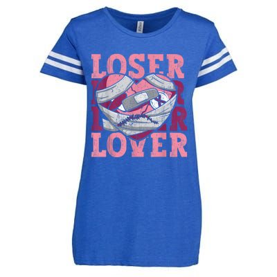 Lover Loser Dripping Heart Heartbreak Design Valentines Enza Ladies Jersey Football T-Shirt