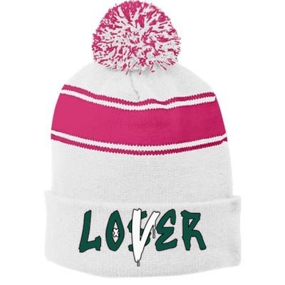 Loser Lover Drip Matching Oxidized Green 4s Stripe Pom Pom Beanie