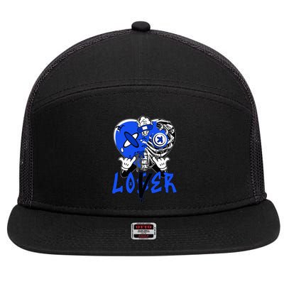 Loser Lover Dripping Heart Blue 5s 7 Panel Mesh Trucker Snapback Hat