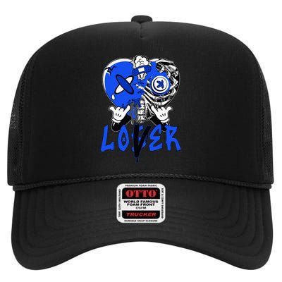 Loser Lover Dripping Heart Blue 5s High Crown Mesh Back Trucker Hat