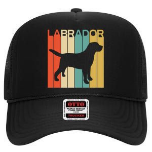 Labrador Lover Dog Lover Retro Dog Silhouette Dog High Crown Mesh Back Trucker Hat