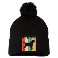 Labrador Lover Dog Lover Retro Dog Silhouette Dog Pom Pom 12in Knit Beanie