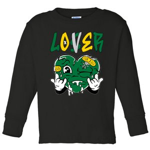 Loser Lover Drip Heart Green Yellow Matching Outfit Toddler Long Sleeve Shirt