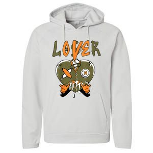 Loser Lover Drip Heart Olive Green 5s Matching Performance Fleece Hoodie