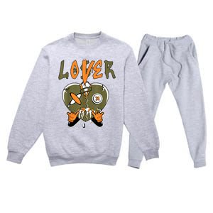 Loser Lover Drip Heart Olive Green 5s Matching Premium Crewneck Sweatsuit Set