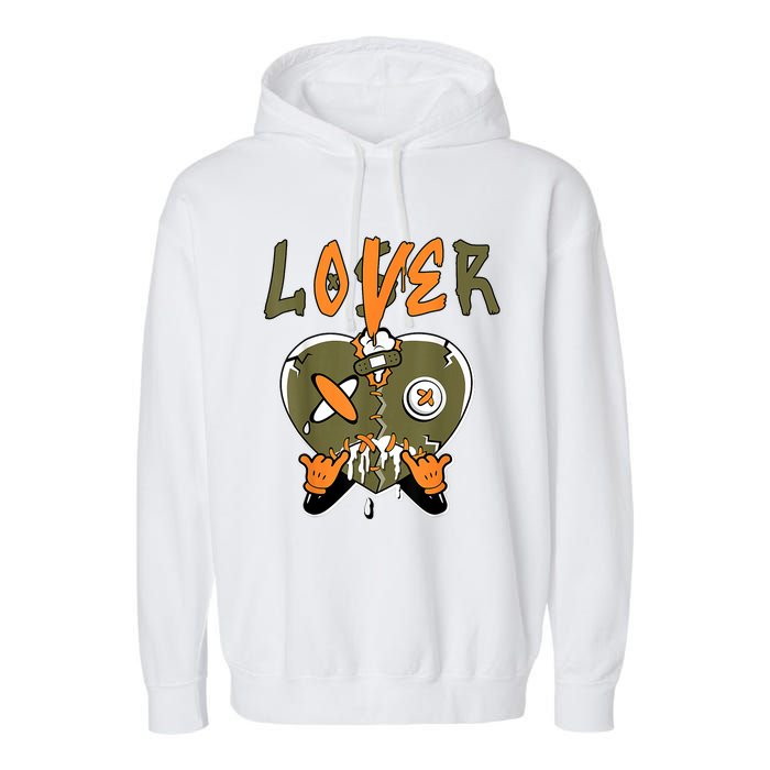 Loser Lover Drip Heart Olive Green 5s Matching Garment-Dyed Fleece Hoodie