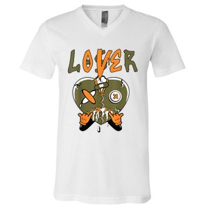 Loser Lover Drip Heart Olive Green 5s Matching V-Neck T-Shirt