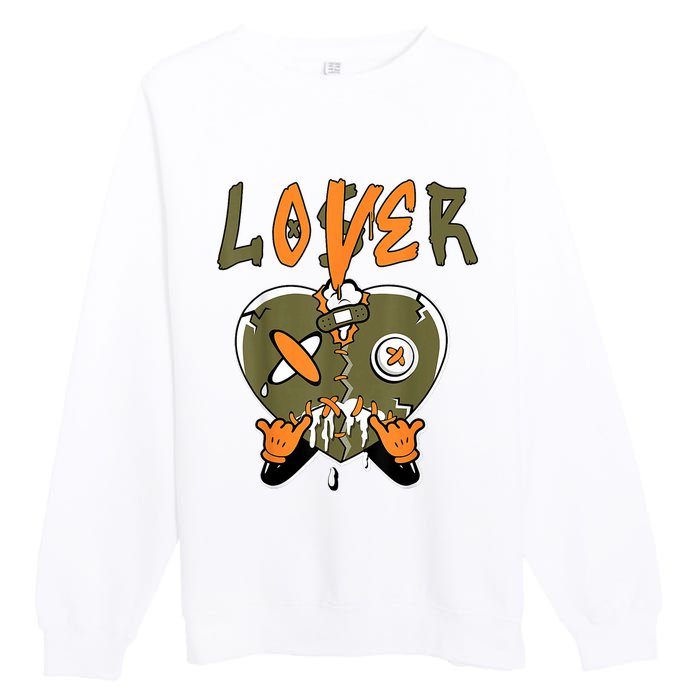 Loser Lover Drip Heart Olive Green 5s Matching Premium Crewneck Sweatshirt