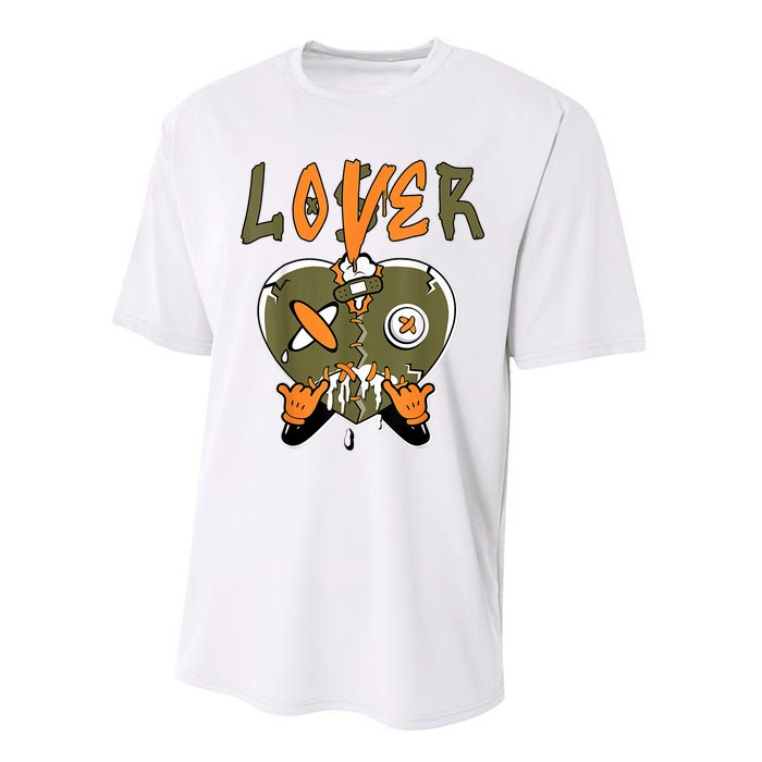 Loser Lover Drip Heart Olive Green 5s Matching Performance Sprint T-Shirt