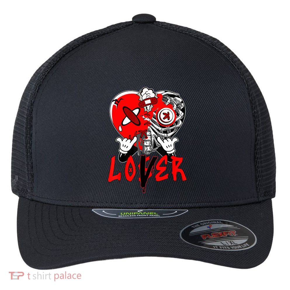 Loser Lover Dripping Heart Laser Red 5s Matching Flexfit Unipanel Trucker Cap