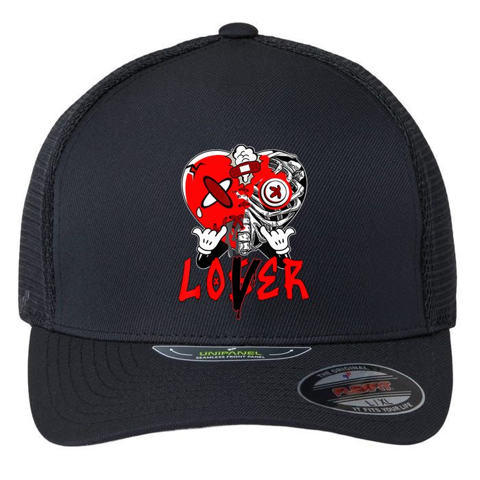 Loser Lover Dripping Heart Laser Red 5s Matching Flexfit Unipanel Trucker Cap
