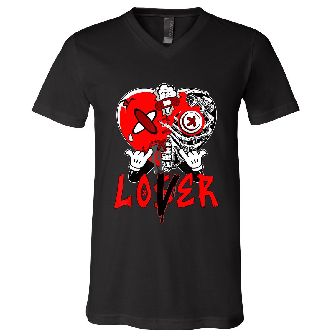 Loser Lover Dripping Heart Laser Red 5s Matching V-Neck T-Shirt
