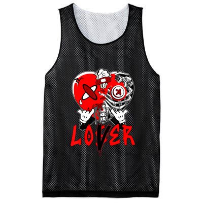 Loser Lover Dripping Heart Laser Red 5s Matching Mesh Reversible Basketball Jersey Tank