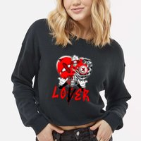Loser Lover Dripping Heart Laser Red 5s Matching Cropped Pullover Crew