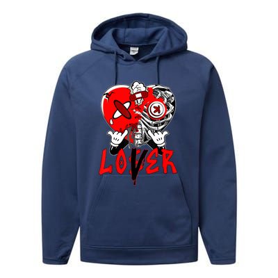 Loser Lover Dripping Heart Laser Red 5s Matching Performance Fleece Hoodie