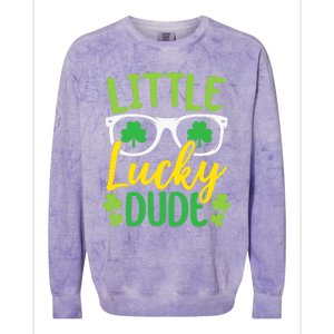 Little Lucky Dude St. Patrick's, Sunglasses With Shamrock Colorblast Crewneck Sweatshirt