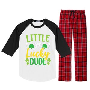 Little Lucky Dude St. Patrick's, Sunglasses With Shamrock Raglan Sleeve Pajama Set