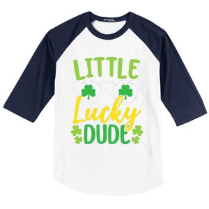 Little Lucky Dude St. Patrick's, Sunglasses With Shamrock Baseball Sleeve Shirt