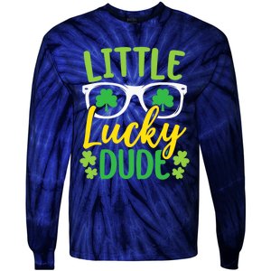 Little Lucky Dude St. Patrick's, Sunglasses With Shamrock Tie-Dye Long Sleeve Shirt