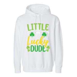 Little Lucky Dude St. Patrick's, Sunglasses With Shamrock Garment-Dyed Fleece Hoodie