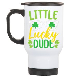 Little Lucky Dude St. Patrick's, Sunglasses With Shamrock Stainless Steel Travel Mug