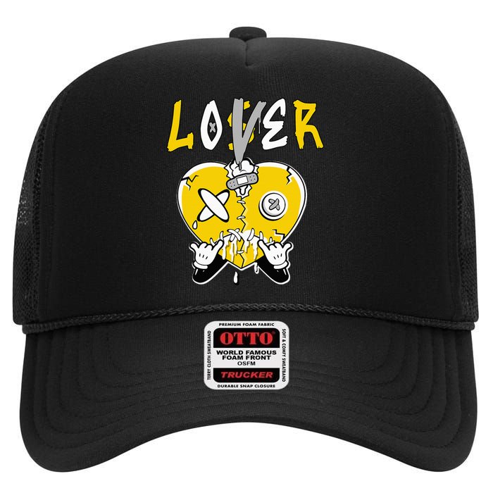 Loser Lover Drip Heart Yellow High Crown Mesh Back Trucker Hat