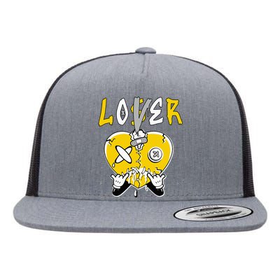 Loser Lover Drip Heart Yellow Flat Bill Trucker Hat