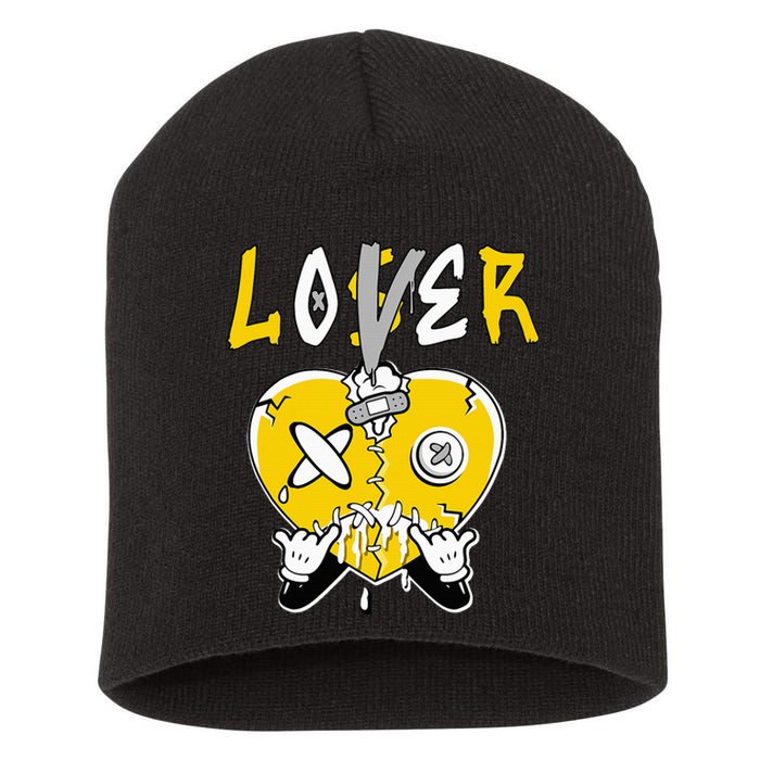 Loser Lover Drip Heart Yellow Short Acrylic Beanie