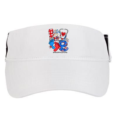 LOVE Labor & Delivery Nurse Life American Flag 4th Of July Adult Drive Performance Visor